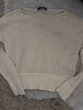 Open knit sweater in cream